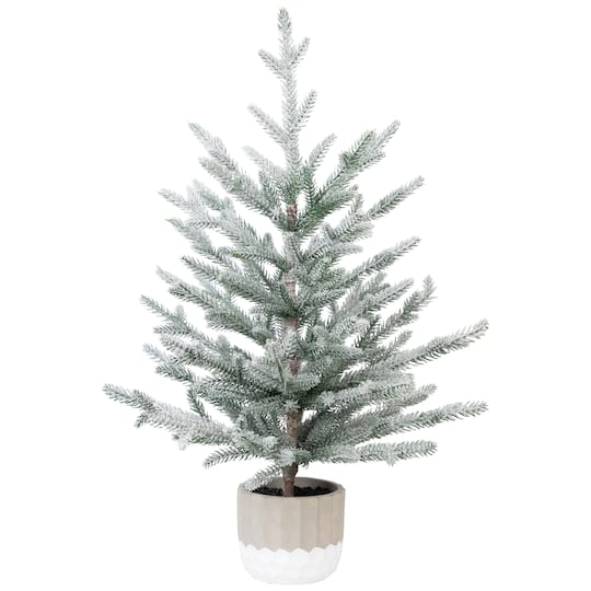 Northlight 26" Unlit Flocked Potted Artificial Christmas Snowy Tree